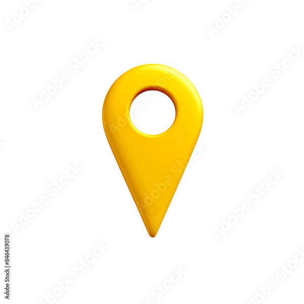Fototapeta map pin icon, map pointer icon, yellow location item, place icon for travel navigation on a transparent background, position on the map 