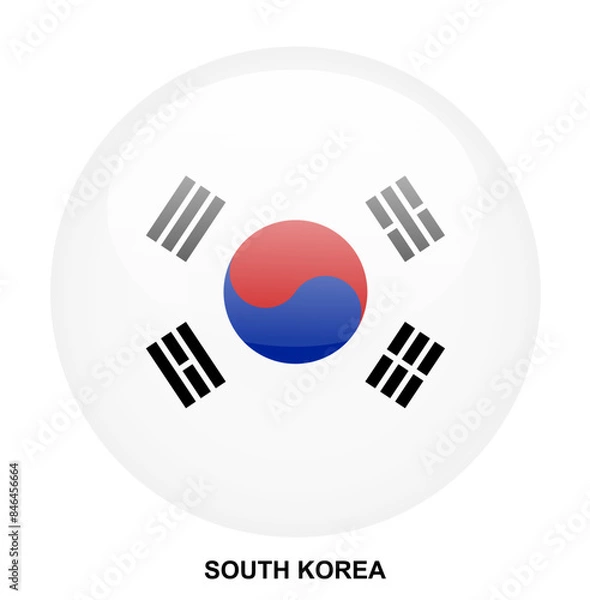 Obraz SOUTH KOREA flag button on white background