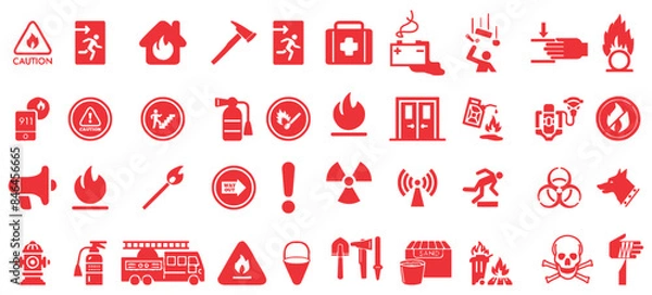 Obraz Set of fire fighter stuff icon