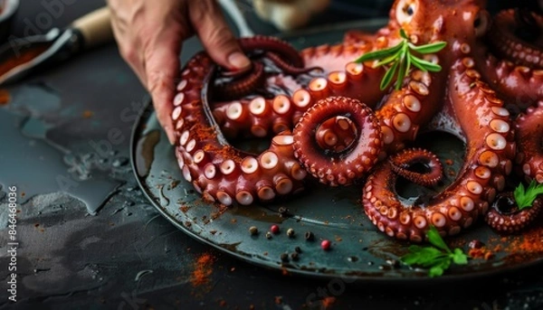 Fototapeta Exotic Eats: Octopus Tentacles with a Chef's Touch