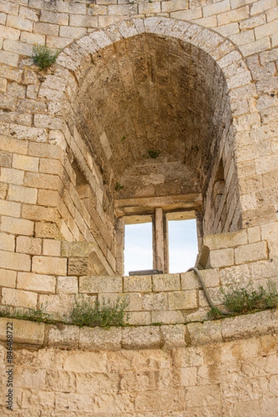 Fototapeta Deep Castle Wall and window at Castle Galliard in Les Andelys, France