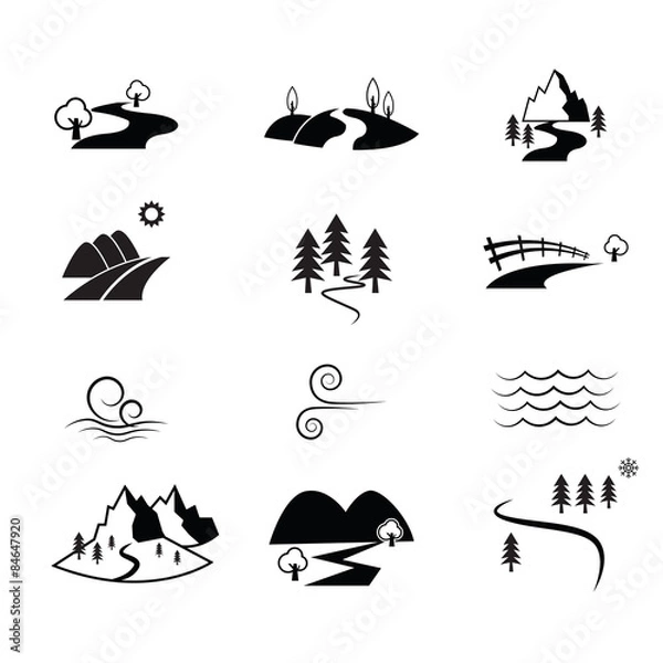 Obraz Ikona widoku wsi drogi