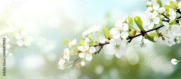 Fototapeta Spring Nature background with Apple blossom a beautiful copy space image