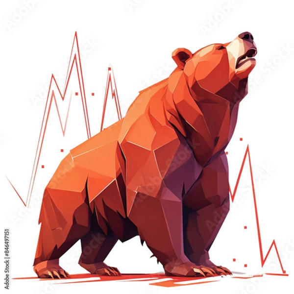 Fototapeta Bear stock market, a condition in which stock prices continue to fall for a long period of time. Trading volume is also small. It is like the slow movement of a bear.