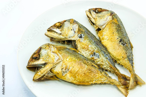 Obraz mackerel fried on white plate
