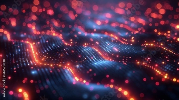 Fototapeta AI-Powered Data Analytics, which displays a system of linked nodes processing enormous volumes of data,