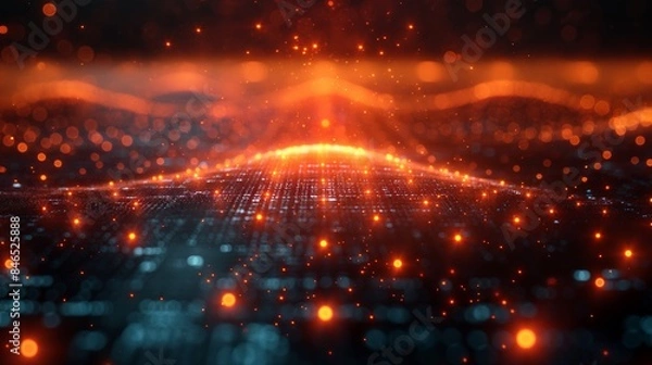 Fototapeta AI-Powered Data Analytics, which displays a system of linked nodes processing enormous volumes of data,