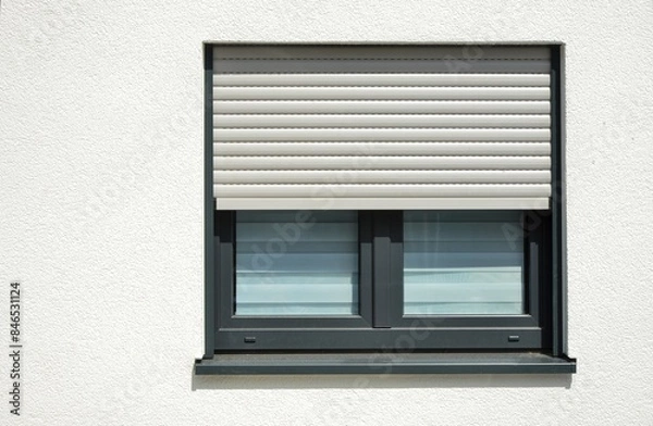 Obraz Moderne Fenster in einer verputzten und gestrichenen Fassade eines modernen Wohnhauses