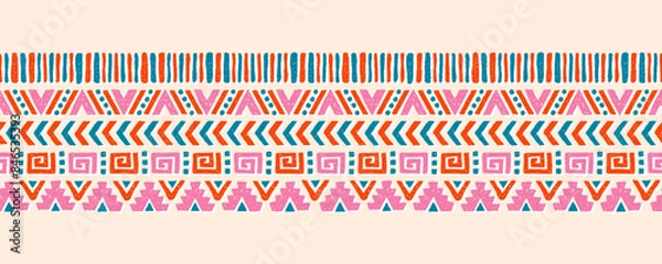 Obraz Hand drawn abstract seamless pattern, ethnic background, aztec style - great for textiles, banners, wallpapers, wrapping - vector design
