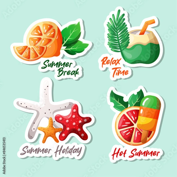 Obraz vector summer theme sticker collection