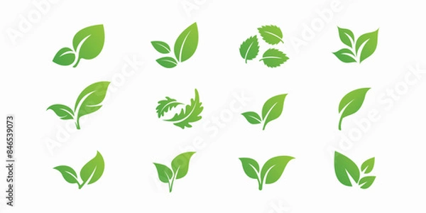 Obraz Green leaf ecology icons set