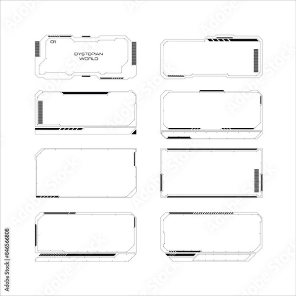 Fototapeta Vector Abstract frames with a technology futuristic interface HUD vector design. This sophisticated and modern design is perfect for projects seeking an advanced, high-tech appearance.