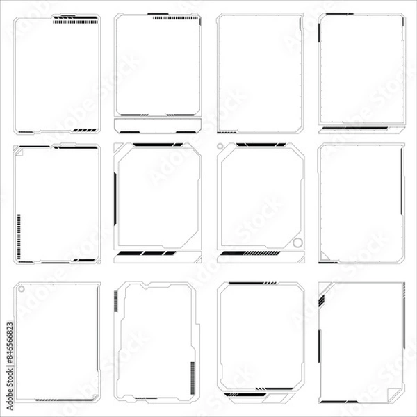 Fototapeta Vector Abstract frames with a technology futuristic interface HUD vector design. This sophisticated and modern design is perfect for projects seeking an advanced, high-tech appearance.
