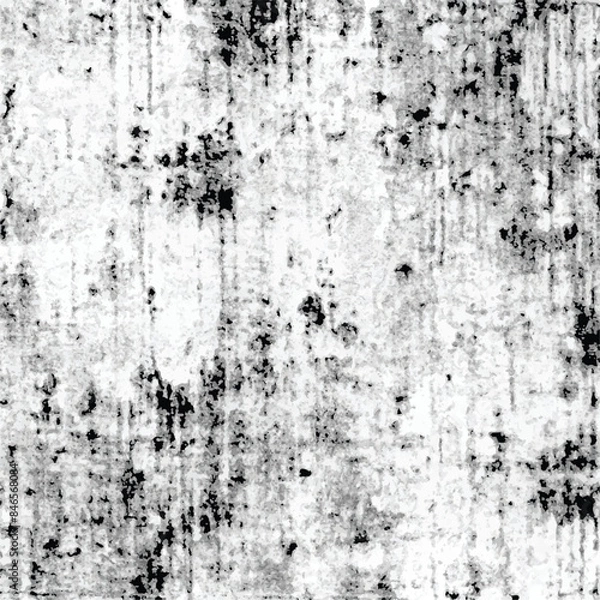Fototapeta Grunge background black and white. Texture of chips, cracks, scratches, scuffs, dust, dirt. Dark monochrome surface. Old vintage vector pattern