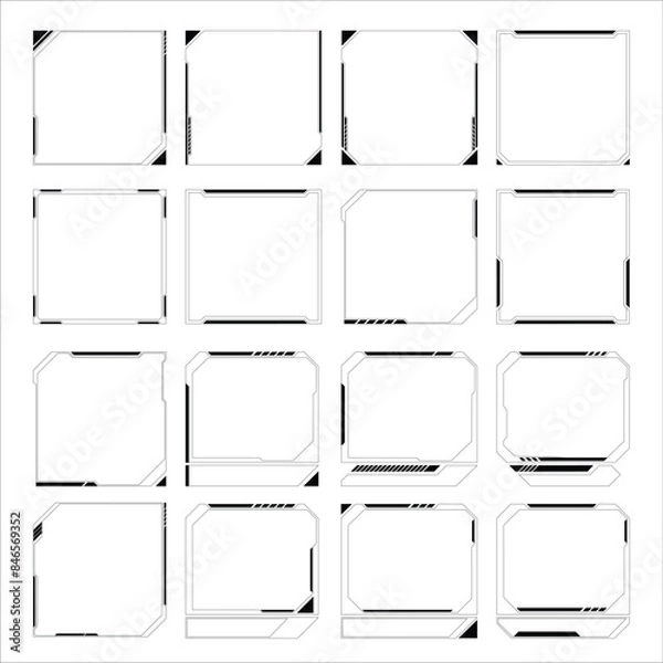 Fototapeta Vector Abstract frames with a technology futuristic interface HUD vector design. This sophisticated and modern design is perfect for projects seeking an advanced, high-tech appearance.