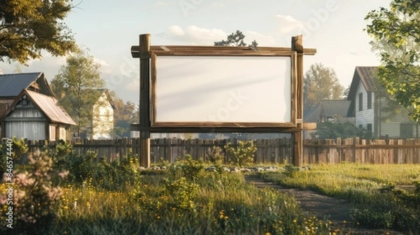 Fototapeta Rural Village Billboard | Billboard mockup | Landscape mockup