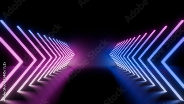 Obraz Abstract neon light arrows background