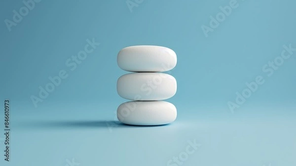 Fototapeta Minimalistic Composition with Three White Stones on Blue Background