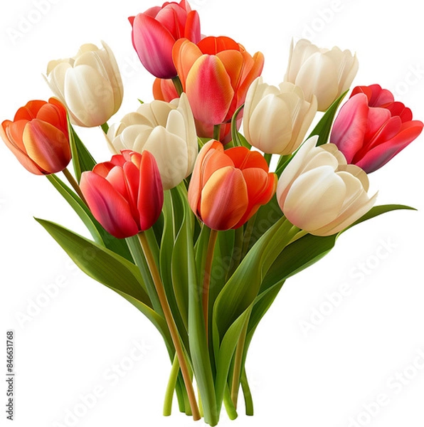 Obraz beautiful tulip, tulip bouquet, Flower bouquet for wedding, isolated on transparent background