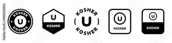 Obraz Kosher - vector signs for product packaging label.