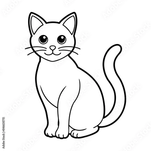 Fototapeta a white cat  sits on a gray background