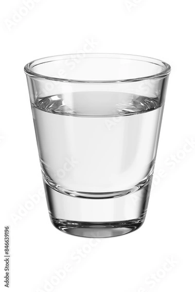Fototapeta Shot glass with vodka on the isolated transparent background. Bar theme. Alcoholic drink. 3d rendering.