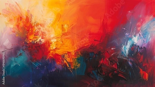 Fototapeta Vibrant Abstract Art Painting with Bold Colors, Generative AI