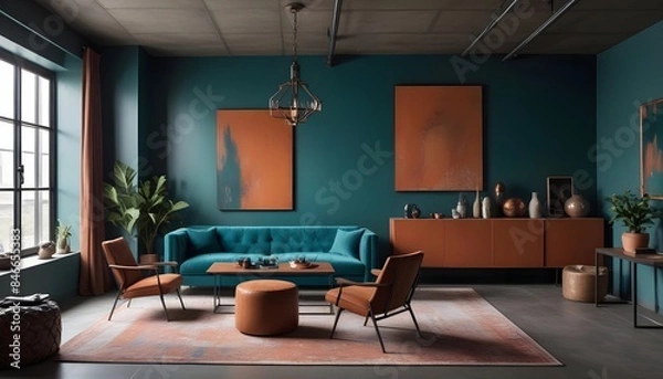 Fototapeta minimalist interior design style futuristic home office sleek furniture state of the art technology