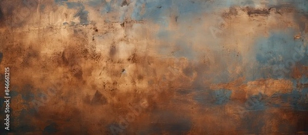 Fototapeta A rustic metallic background featuring copper and bronze tones with a weathered, aged look, providing a vintage and textured effect for a wallpaper with copy space image.
