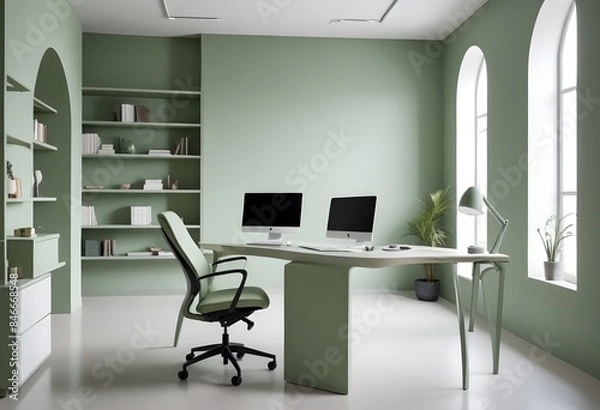 Obraz minimalist interior design style futuristic home office sleek furniture state of the art technology
