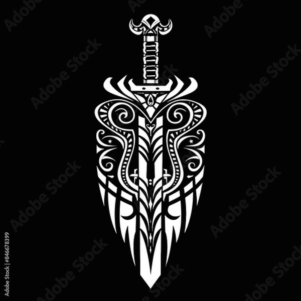 Fototapeta Tribal Vector Art Sword and Shield