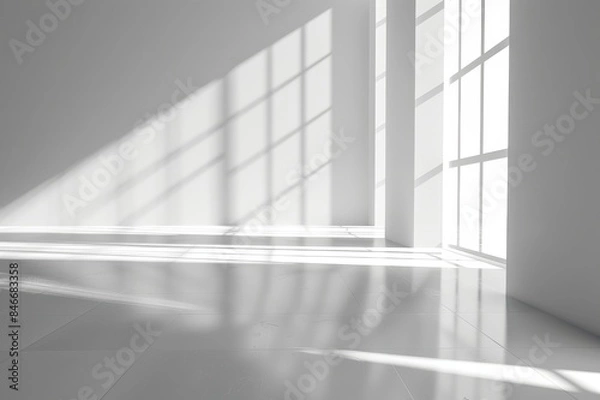 Fototapeta A room with a window and a white wall