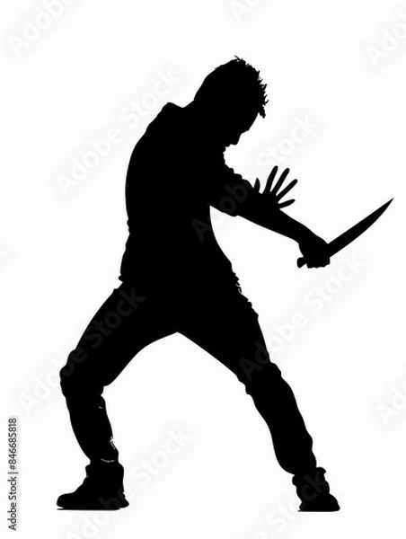 Fototapeta Silhouette Man With Knight Fight Pose