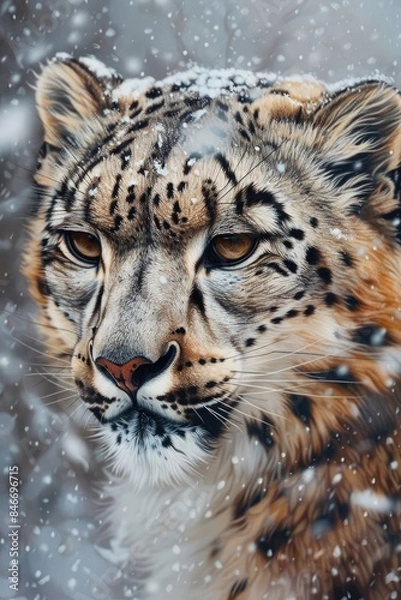 Fototapeta Face portrait of snow leopard - Irbis (Panthera uncia)