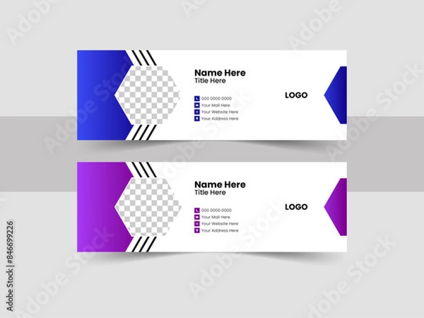 Fototapeta Office email signature template or email footer design with abstract background.