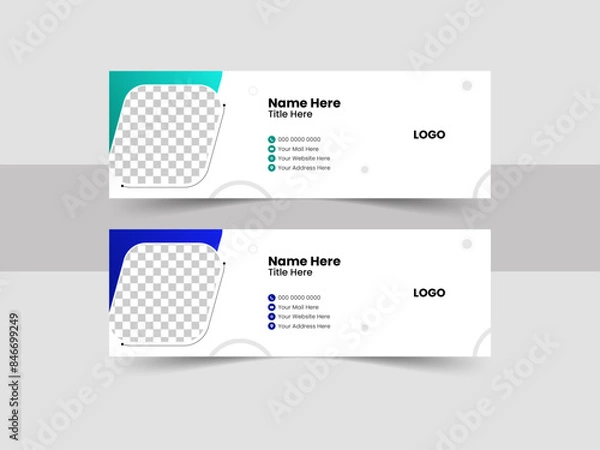 Fototapeta Office email signature template or email footer design with abstract background.