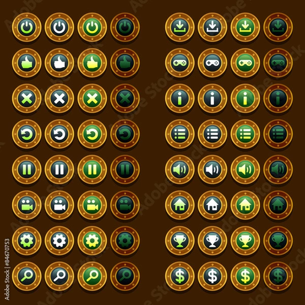Obraz steam punk game icons buttons icons, interface, ui