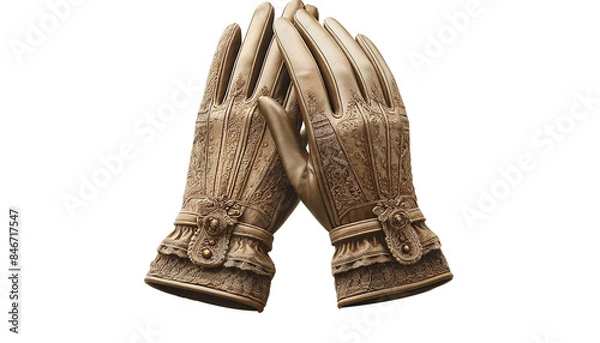 Fototapeta Vintage gloves isolated on transparent or white background