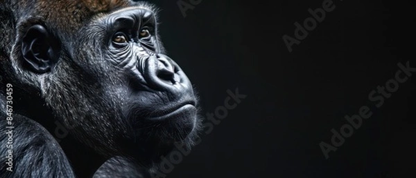 Obraz gorilla looking against a black background