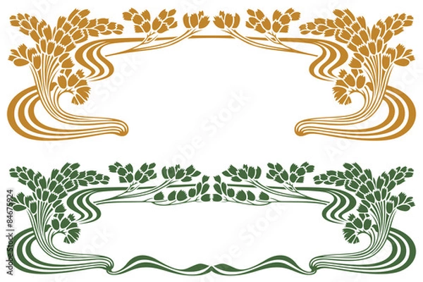 Fototapeta Vector abstract framework from the bound plants and flowers