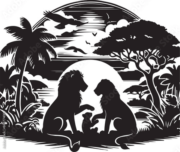 Obraz Lion Silhouette Vector Art