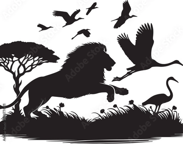 Obraz Lion Silhouette Vector Art