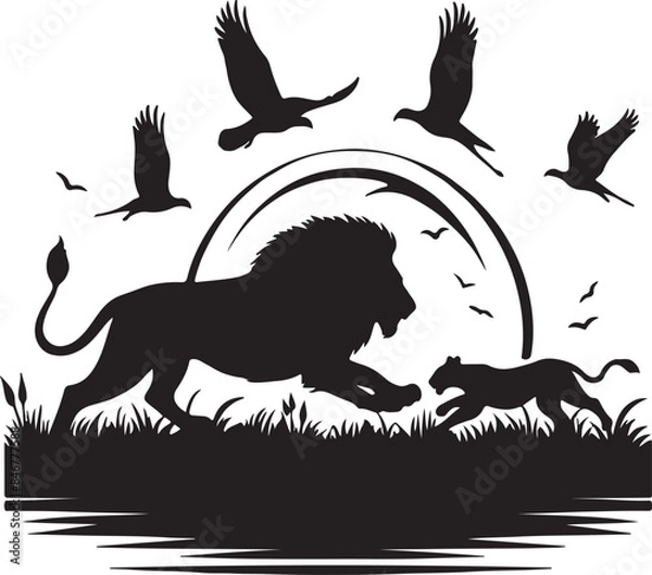 Obraz Lion Silhouette Vector Art