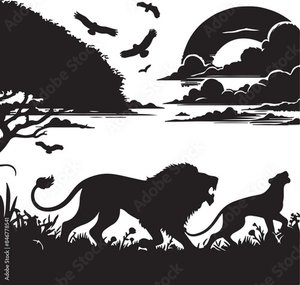 Obraz Lion Silhouette Vector Art