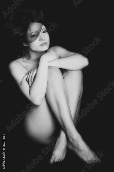 Obraz Sensual girl before black background