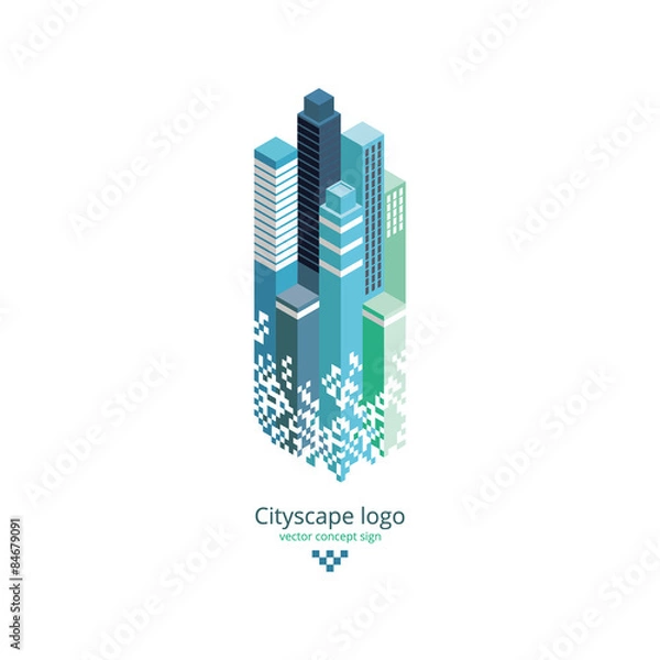 Obraz City logo. 3D isometric vector illustration