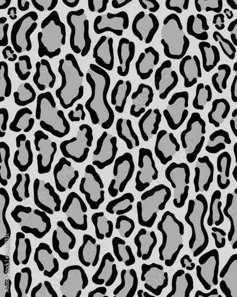 Fototapeta Seamless leopard pattern in black and white, vector