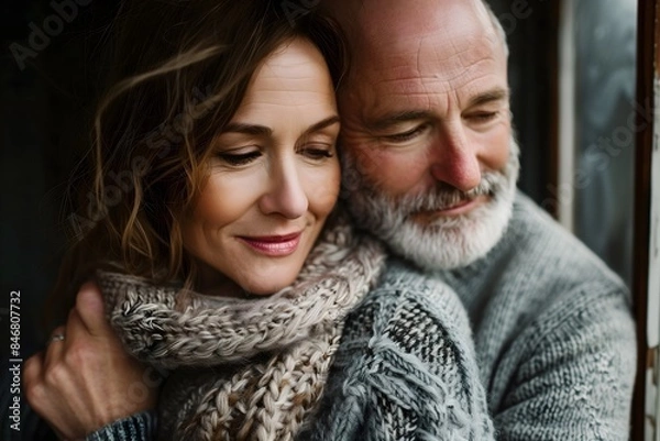 Fototapeta Age gap love between two people of different generation groups. Romance without boundaries.