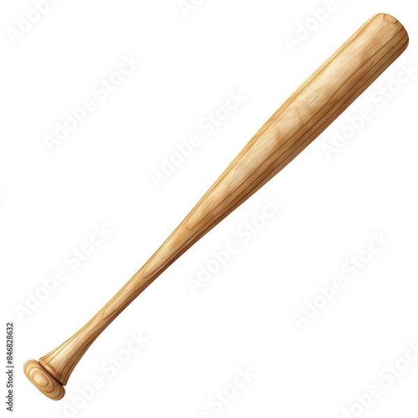 Fototapeta A wooden baseball bat isolated on a black background.  The bat is new and clean, with no markings or scratches. cut out. transparent background. PNG