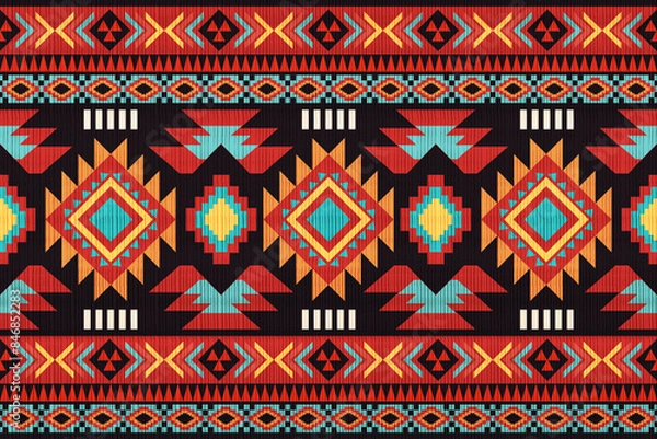 Obraz Navajo tribal seamless pattern. Native American ornament. Ethnic South Western decor style. Boho geometric ornament. 